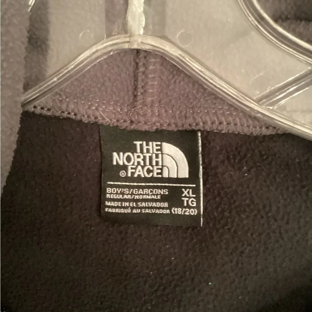 THE NORTH FACE BOYS XL ’FULL ZIP LIGHTWEIGHT HOODED FLEECE  GRAY  BLACK